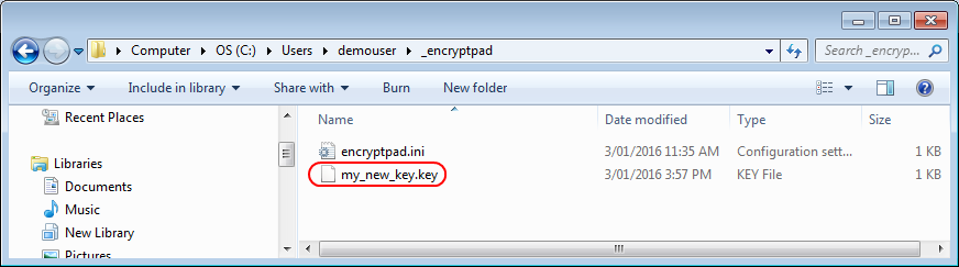 Key in Windows Explorer